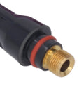 Solid Tig Welding Accessories Kit With Ceramic Nozzle Electrode Collet And Back Connector close-up of brass back connector fitting.
