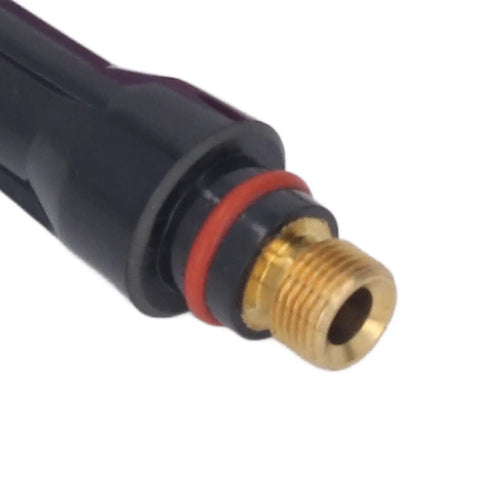Solid Tig Welding Accessories Kit With Ceramic Nozzle Electrode Collet And Back Connector close-up of brass back connector fitting.