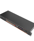 Rock Solid 10 Outlet Power Sequencer With Digital Display And Surge Guard For Home Studio Gear US Plug, black metal design, 10 outlets.