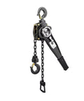 Heavy Duty Hand Pulled Hoist With Tightening Chain For 1.5 Ton Lifting Jobs, black hoist with dual hooks and chain.