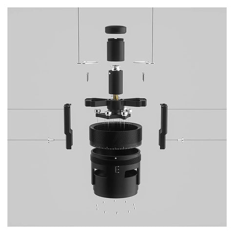 Exploded view of Top Shelf Espresso Needle Wdt Tool For 58mm Portafilter, showing components and assembly for clarity.