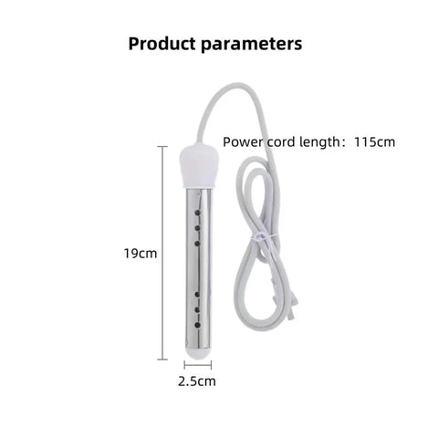 Heavy Duty 2000W Electric Heating Element Portable Water Heater Stainless Steel Immersion Rod with 115cm power cord.