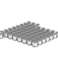 Array of Chrome Wheel Lug Nut Covers 15/16 Inch By 1-3/16 Inch Flat Top Push On Plastic Caps arranged in a grid pattern