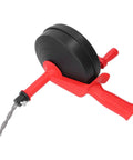 Heavy Duty Hand Crank Drain Auger Snake 10 Meter Pipe Cleaner for plumbing with red ABS handle and steel coil.