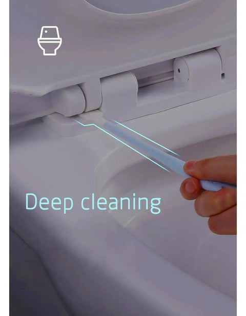 Disposable Crevice Cleaning Tool Set With 50 Replaceable Brush Heads in use cleaning toilet hinge groove