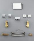 Waterfall Spout Bathroom Sink Faucet In Polished Chrome For Three Hole Widespread Setup with parts and Double Square Handles
