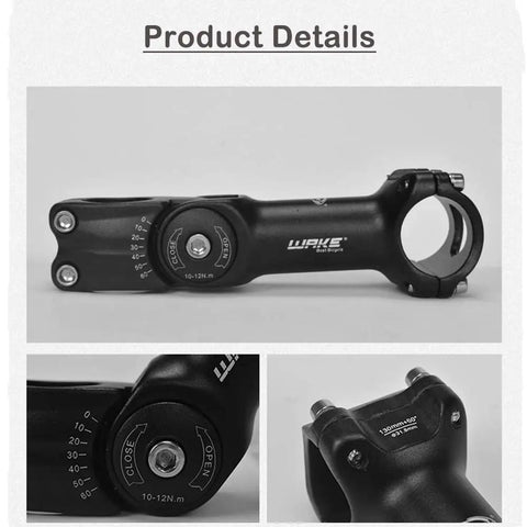 Adjustable Bike Stem 31.8mm, 130mm, 0 to 60 Degree MTB Handlebar Stem, CNC Machined 6061 Aluminum, close-up view of adjustment details