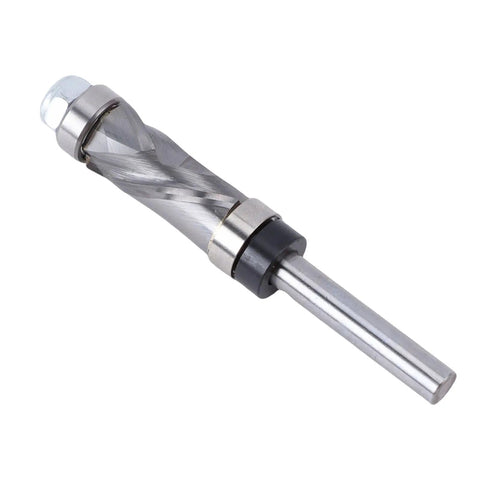 Heavy Duty Double Bearing Spiral Flush Trim Router Bit With 1/4 Inch Shank And Premium Tungsten Carbide Cutter on white background