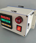Heavy Duty Rotary Encoder With 300 Ppr Digital Length Counter showing a relay output panel with LED display and buttons.