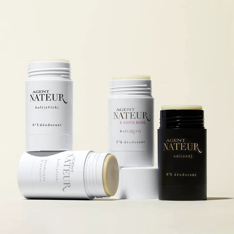 Assorted Agent Nateur deodorant sticks including Holi No 3 Natural Deodorant Stick Aluminum Free Non Toxic Clean Skincare.