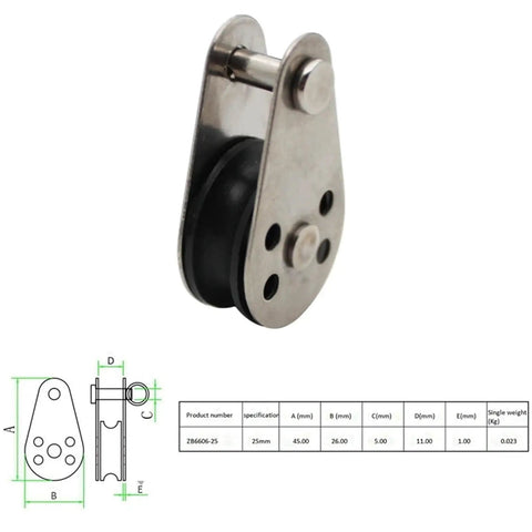 Heavy Duty Stainless Steel Pulley Block Kit 10 Pieces M25 Wire Rope Cable Roller for Lifting Towing Hanging Rigging with Smooth Ball Bearing Rotation Precision, 25mm pulley