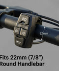 Ride Ready All In One 3 In 1 Motorcycle Handlebar Control Switch With Headlight Turn Signal And Horn Mount On 22mm Seven Eighth Inch Handlebars For Motorbikes Electric Bikes And Scooters 12V To 48V Compatible installed on handlebar