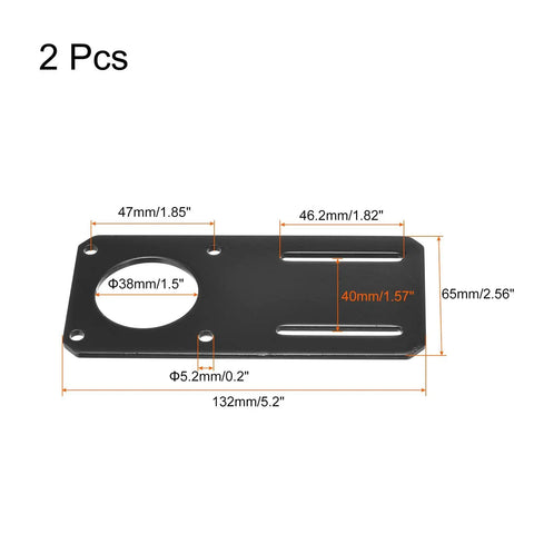 Heavy Duty Nema 23 Stepper Motor Mount Bracket 132x65mm Holder For NEMA 23 Motors 3mm Steel Plate With Welded Side Bars Easy Install Rock Solid Mounting For Precision CNC And 3D Printer Drives, 2 pcs