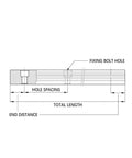 Technical drawing of Premium High Precision Linear Guide Rail Kit 350mm HGR15 for CNC Routers, showing dimensions and hole spacing.