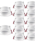 iumLeap 12 Pack Recessed LED Downlight - 3/4/5/6 Inch white spotlights with baffle trim and clips, 20w-White Light.