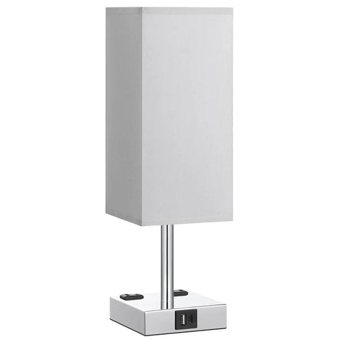 Touch Control Bedside Lamp With USB C And USB A Ports Dual AC Outlets 3 Way Dimmable Nightstand Light For Bedroom Living Room And Office