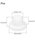 Diagram of T Shaped Silicone Plugs 13mm Diameter 0.5 Inch Snap In Hole Seals Round Rubber Stoppers, white pack of 4, size details.