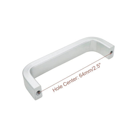 10 Piece Modern Silver Square Arch Cabinet Pull Handles Set In Aluminium Alloy Wire Finish 2.5 Inch Hole Center 64mm Drawer Handles