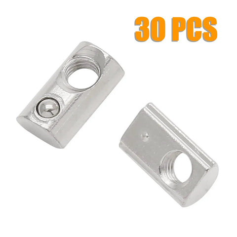 M8 Roll In T Nuts For 4040 Aluminum Extrusion Profiles 8mm Slot Pack Of 30 By Qjaiune shown in nickel-plated carbon steel