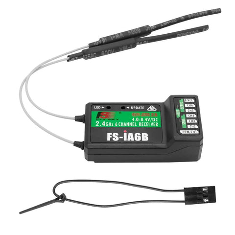 Six Channel 2.4GHz AFHDS2A Receiver With PPM Output And IBus Port Compatible With I4 I6 I6X And I10 Transmitters shown up close