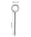 M8 x 120mm Lifting Shoulder Eye Bolts Set, 3 Pack, 304 Stainless Steel Threaded Eyebolts With Nuts And Washers, detailed view