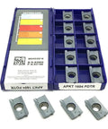 APKT1604 LT30 Carbide Turning Insert For CNC Milling And Metal Lathe Tools, 10-pack box shown with 4 inserts displayed