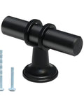 Matte black T Bar knob with screws, 2 Pack Matte Black Cabinet Pulls T Bar Knobs For Kitchen Cupboards And Bathroom Cabinets, Two Inch Handles