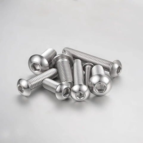 Pile of 3/8-16 Button Head Socket Cap Screws Stainless Steel 304 A2 70 Fully Threaded Allen Hex Drive Bolts 1-1/2 Inch Long