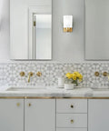 Modern Gold Wall Sconce Vanity Light With Milky White Glass Shade Set Of 2 For Bathroom And Bedroom, Vintage Brassy Finish