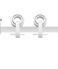 Front view of Bearing Roller Top Mount Barn Door Hardware Kit In Stainless Steel 78 Inch Track System For Super Smooth Sliding Doors.