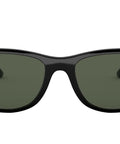 Front view of Unisex Wayfarer Liteforce Square Sunglasses Black And Dark Green 52mm Ultra Lightweight Durable Frame For Everyday Use