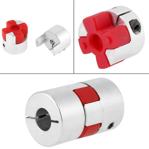 Flexible Spider Shaft Coupling For CNC Stepper Motors D20 L25 5mm To 8mm Bore Heavy Duty Coupler Connector. Metal coupling with red spider insert