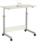Sleek Rolling Laptop Desk With Locking Casters And Adjustable Tilt Tray Table For Home Office Bedroom Couch Computer Stand Fast Setup Portable Workspace Game Changer White 60X40, gray legs and smooth surface.