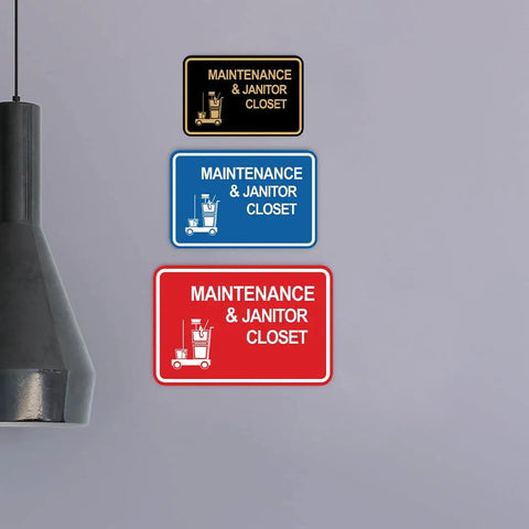 Classic Framed Maintenance And Janitor Closet Sign Black For Office Use Durable Plastic Construction With Strong Double Sided Foam Tape Easy Install No Fuss Clear Message For Quick Access Medium Size 1 Pack displayed on wall
