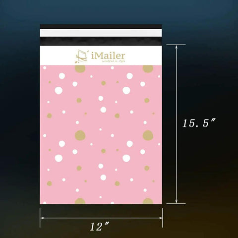 Pink Polka Dot Thank You Poly Mailers 12 x 15.5 Inch Self Seal Shipping Bags 100 Pack Durable Virgin Poly With Strong Inner Liner