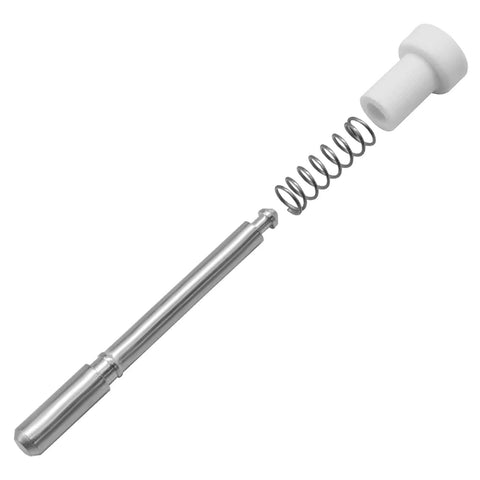 Ten Pack Window Screen Plunger Latch Pins With White Caps Solid Aluminum Five Thirty Two By One Point Five Inch components including pin, spring, and cap