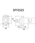 Technical drawing of Beefed Up Heavy Duty Ball Screw Flange Nut For SFY2020 2525 3232 4040, dimensions for SFY2525