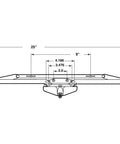 Diagram showing dimensions of Roto Gear Awning Operator Twenty Five And A Half Inch With Crank In Bronze Finish for exterior awnings.