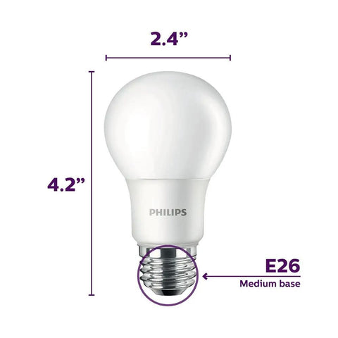 Bright 800 Lumen A19 Frosted LED Bulbs 5000 Kelvin 9 Watt 60 Watt Equivalent Non Dimmable E26 Base 4 Pack for Everyday Home Lighting Daylight Vibe Glow