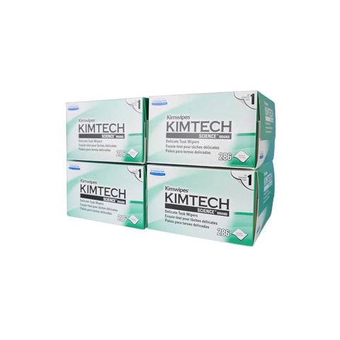 Kimtech KimWipes Delicate Task Wipers, 4.4 x 8.4 in, 1-ply, set of four green/white boxes