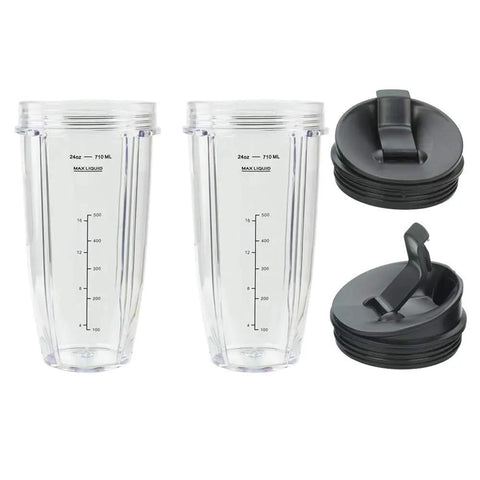 24oz Blender Cups With Sip And Seal Lids Replacement Parts For Auto IQ Series Blenders Grab And Go Convenience 2 Pack BPA Free