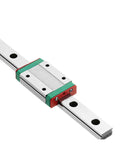 Front view of MGN7H Miniature Linear Rail Slide for CNC Machines and 3D Printers with low friction steel ball guide, 100mm to 1000mm options.