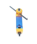 Top Tier Built Different Universal Cnc Mill Positioner Rock Solid Adjustable Work Stop with blue and orange aluminum body for precision machining.