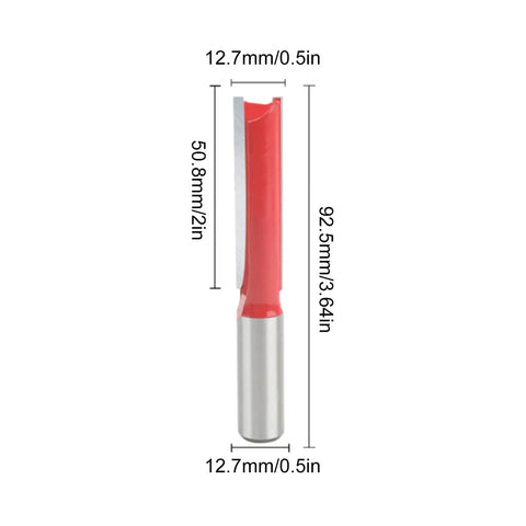 Must-Kill 1/2 Inch Shank Flush Trim Router Bit For Woodworking Pros with 12.7mm Alloy shank and 92.5mm length for trimming.