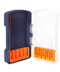 Hex Shank Drill Bit Organizer Case With Quick Release Slots Grab And Go Portable 10 Slot Storage Box in blue and orange