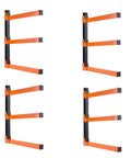 Heavy Duty Wall Mounted Lumber Storage Racks Wood Organizer 3 Level Metal Shelves Pack Of 4 with orange arms