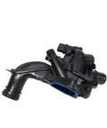 Direct Fit Coolant Thermostat Housing Assembly Replacement Fits Peugeot 2008 And 207 Engine Cooling Systems angled view showing black plastic material.