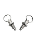 Two Pack M8 Spring Index Plunger With Pull Ring 304 Stainless Steel Retractable Knob for clamping, 46x16x8mm size.