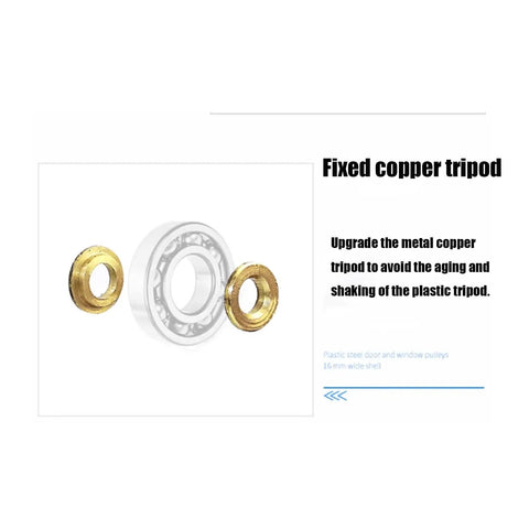 Heavy Duty Aluminum Window Pulley With Double Copper Wheels And Precision Bearings for smooth gliding, includes copper tripod and bearing.