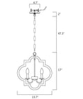 Dimensions of Handmade Wood Farmhouse Orb Chandelier With Four Lights, Openwork Quatrefoil Frame, Adjustable 47-Inch Chain
